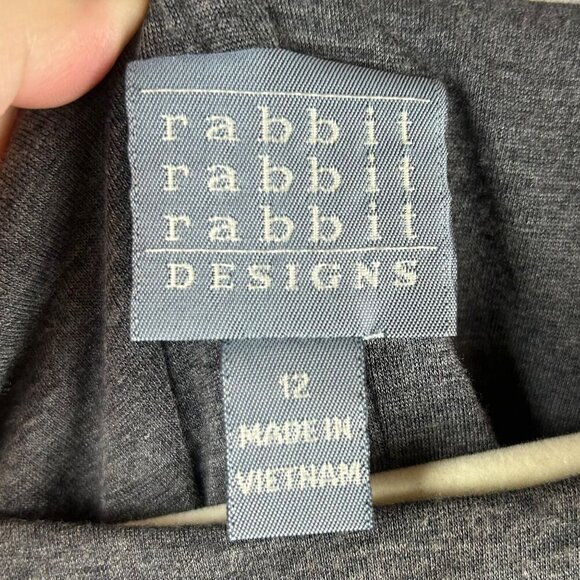 NEW Rabbit Rabbit Rabbit Knit Dress Women 12 Gray‎ Dolman Sleeve A Line Knee - Picture 7 of 8